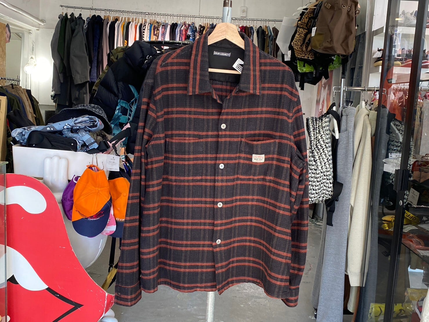 STUSSY × OUR LEGACY HEUSEN SHIRT OVERDYEDRUSTIC PLAID LARGE 63346 