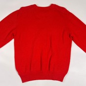 Crocodile クロコダイル ワンポイント刺繍 鹿の子風 ニット セーター M/朱色 レッド系 メンズ