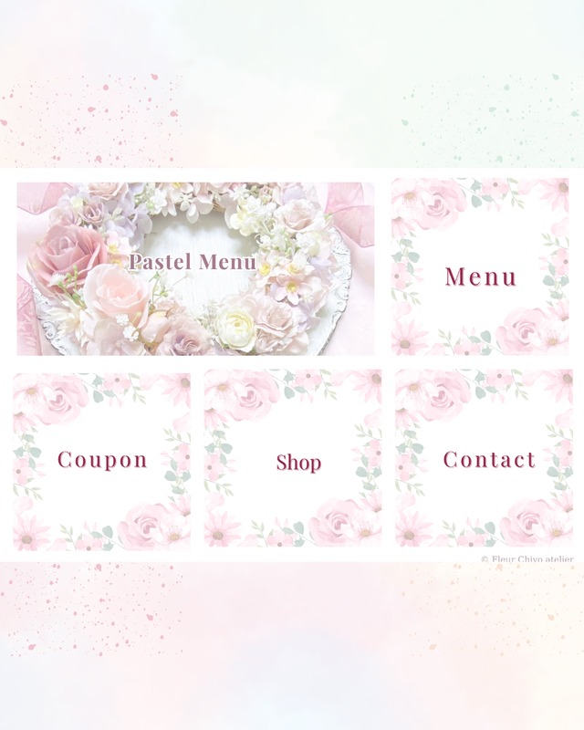 【FCA-005】パステルフラワーのリッチメニュー 4分割｜Canvaテンプレート【設置ガイド付】　