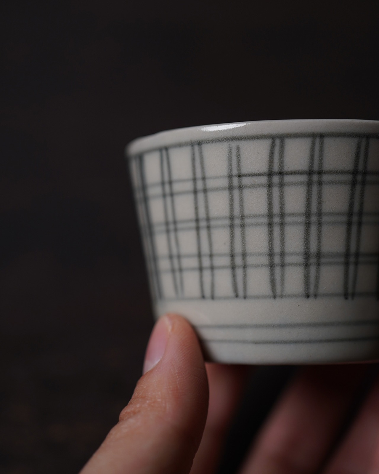 猪口　古伊万里　格子文　/　江戸後期