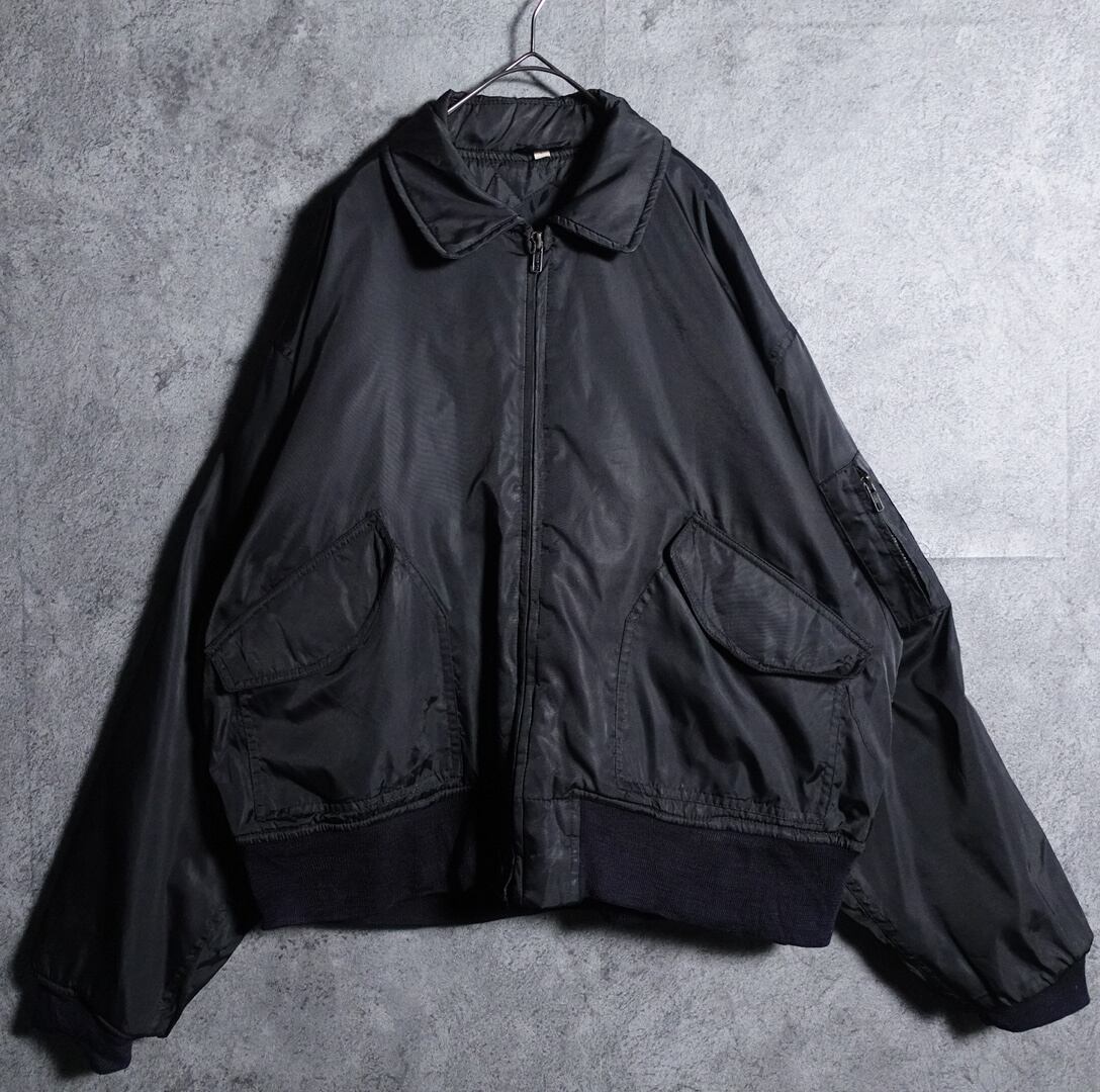 Black Nylon Quilted Flight Jacket