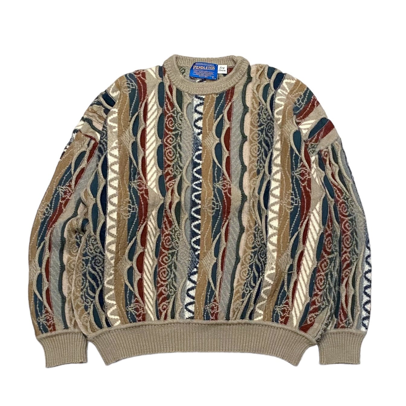 90's USA製 Pendleton 3D Knit Sweater L / ペンドルトン 3Dニット クージー風 ウール セーター 古着  ヴィンテージ