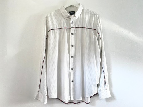 Stussy plaid trim striped shirt