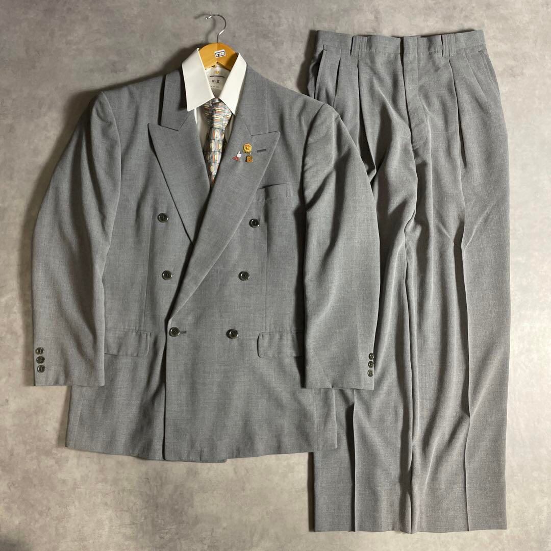 80s-90s スーツ ダブル セットアップ成人式vol.177 グレー系