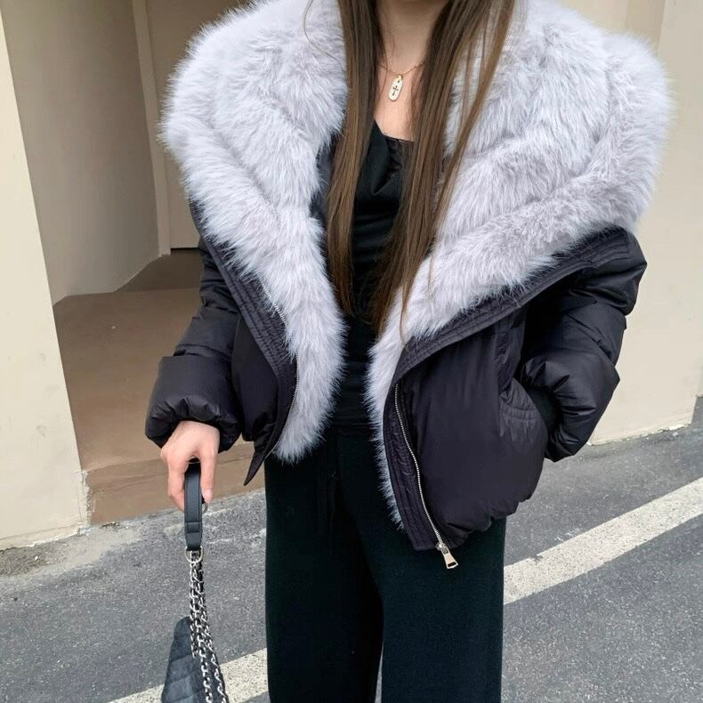 2色♡ファービックカラーコットンダウンジャケット