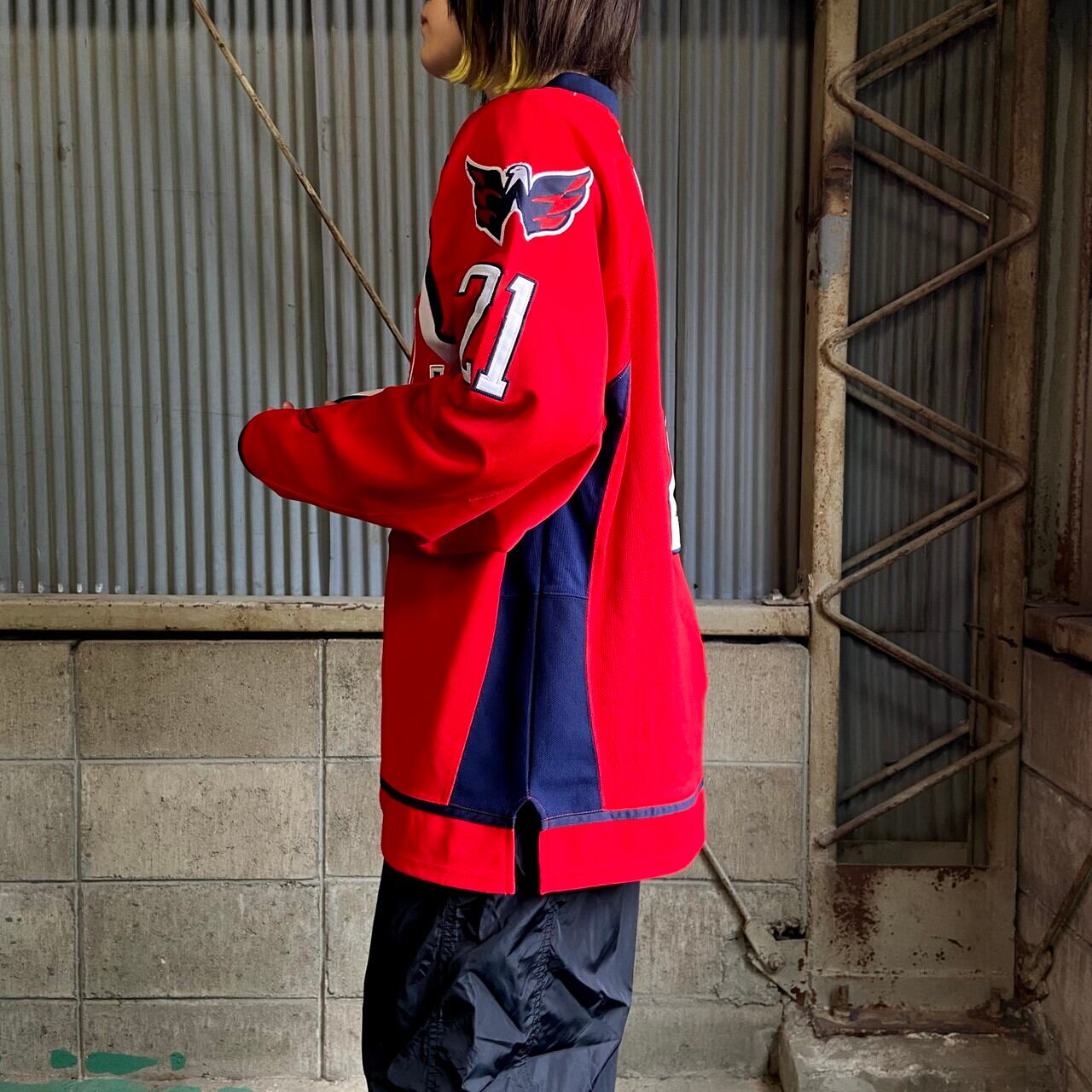 Reebok リーボック CCM NHL ワシントン・キャピタルズ ホッケーシャツ メンズL相当 古着 Washington Capitals 90S  ヴィンテージ ビンテージ ゲームシャツ ユニフォーム レッド 赤色【ゲームシャツ】【SA21073】【AL2110】 | cave