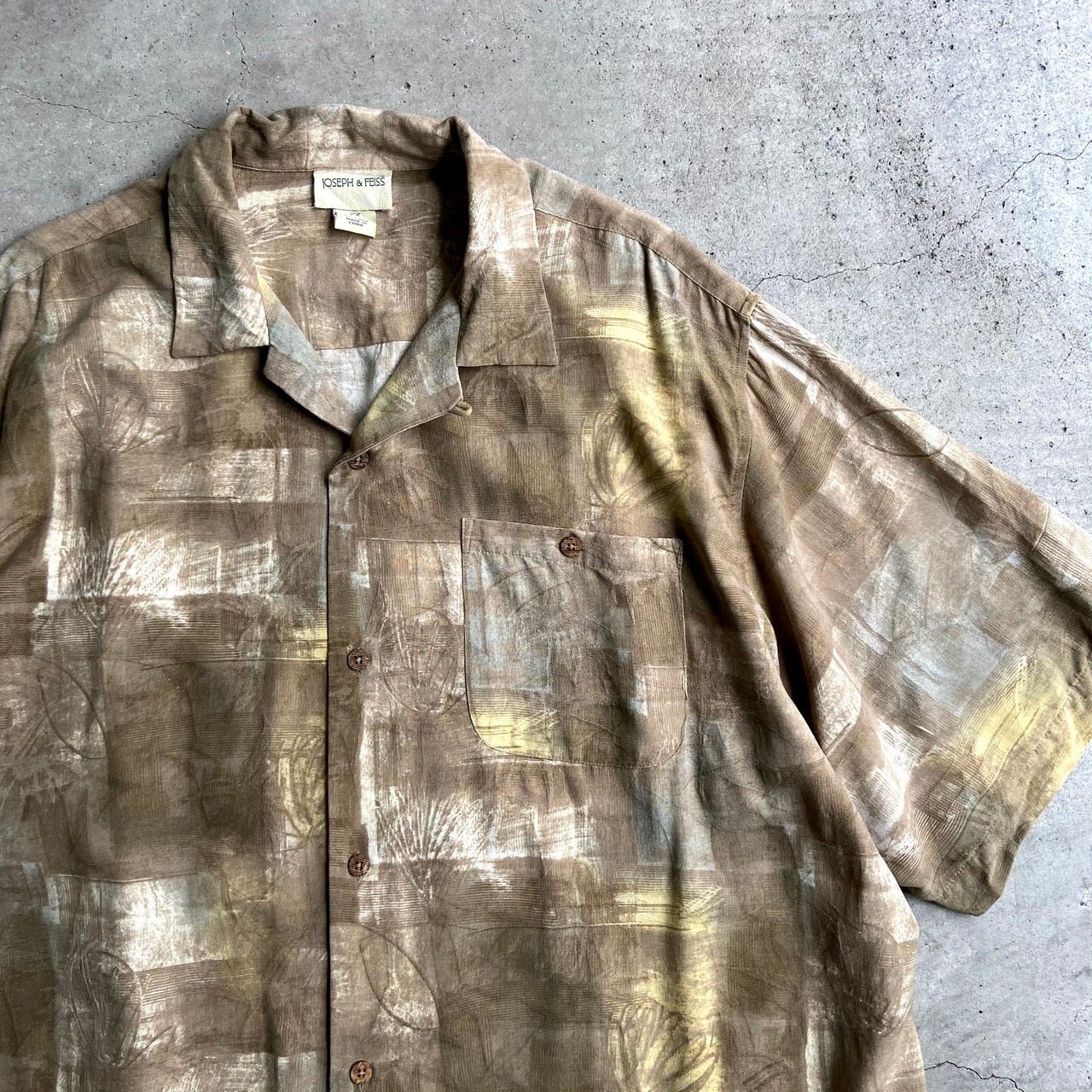 ビッグサイズ JOSEPH & FEISS 半袖 シルク アロハシャツ メンズ2XL 