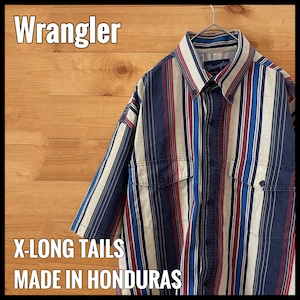 【Wrangler】マルチストライプ 半袖シャツ マルチカラー ボタンダウン XLT ビッグサイズ ラングラー US古着