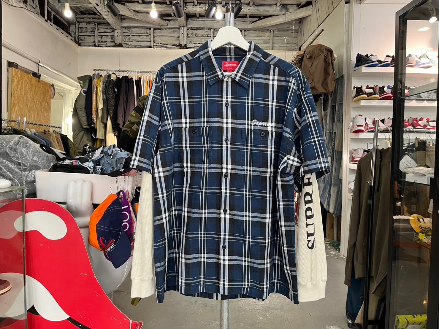 Supreme PLAID THERMAL WORK SHIRT BLUE LARGE 13131 | BRAND BUYERS OSAKA