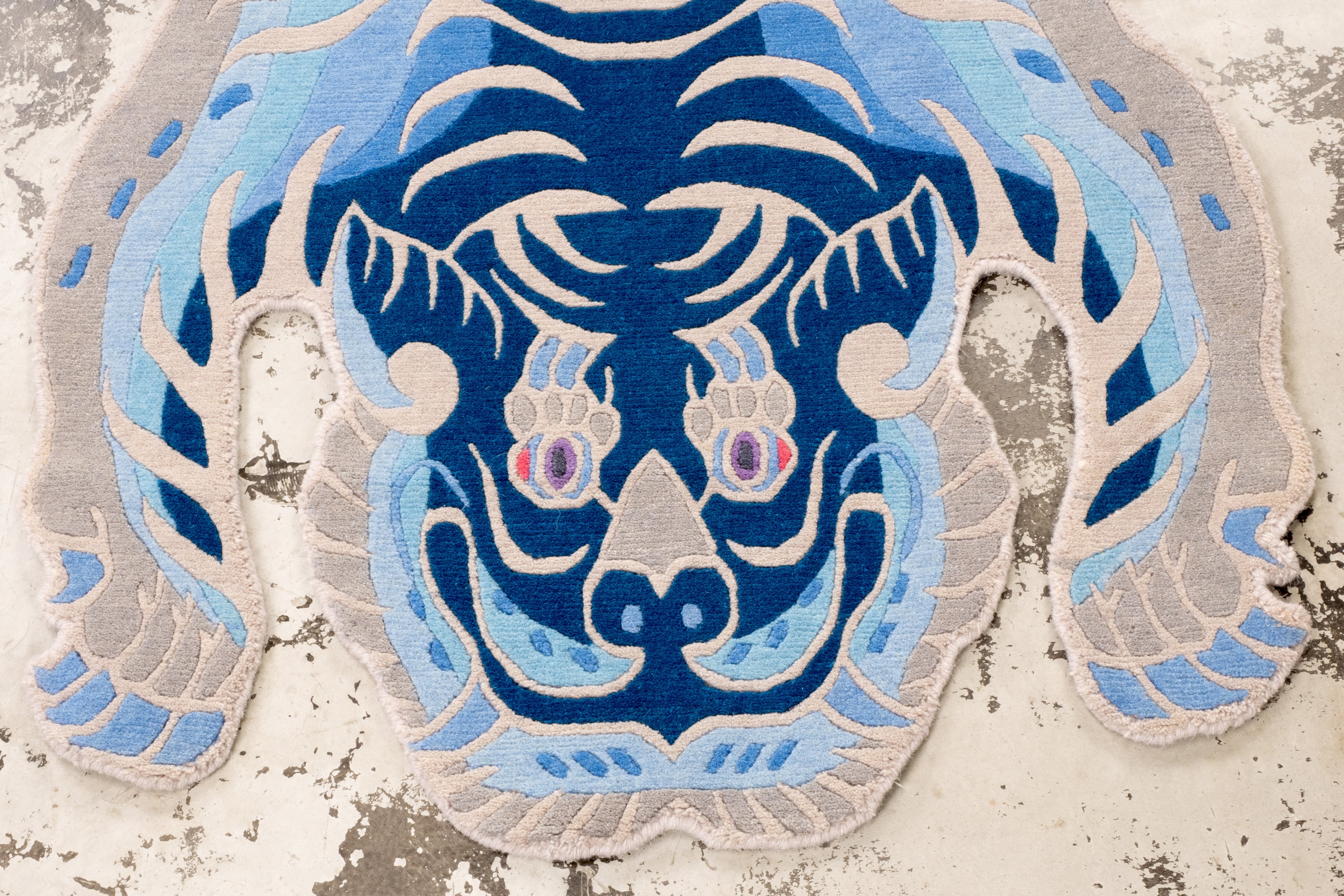 Tibetan Tiger Rug 《Mサイズ•ウール・オリジナル4・夏の藍染222