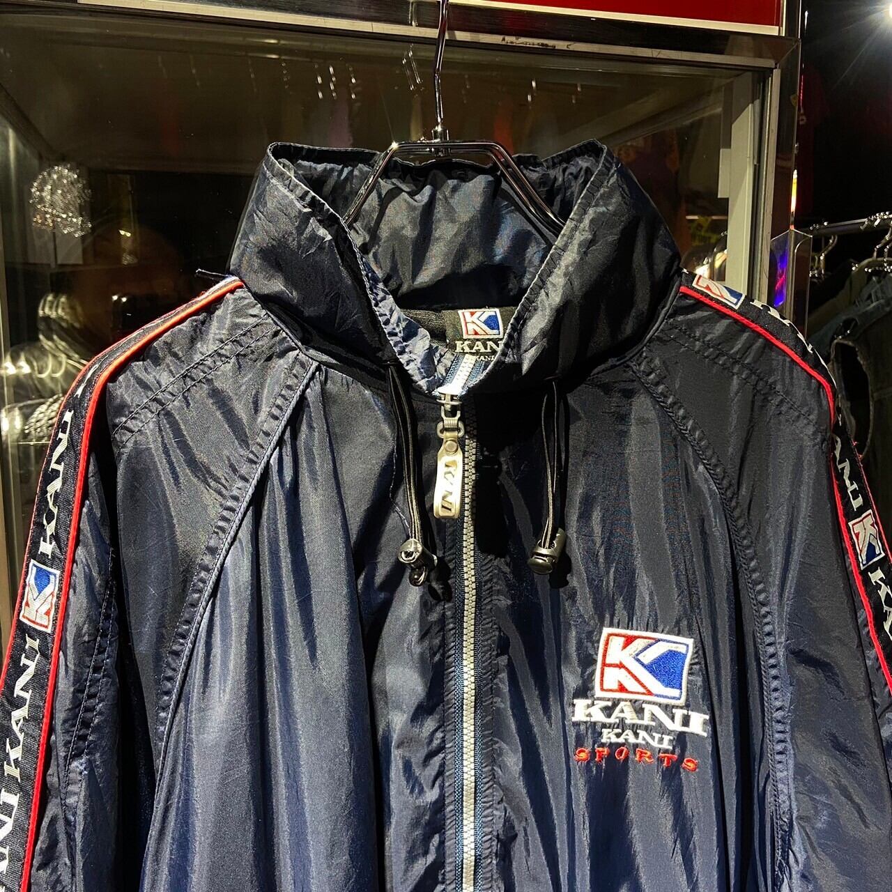 KANI セットアップ　ナイロンジャケット　ネイビー KARL KANI SPORT ナイロンジャケット ネイビー ドローコード カール