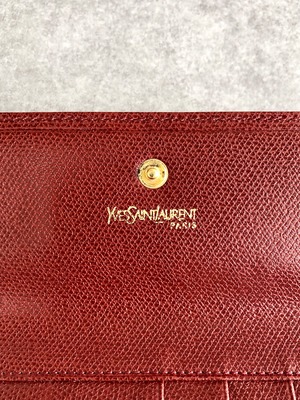 Yves Saint Laurent イヴ・サンローラン 財布 レッド YSL がま口 三  