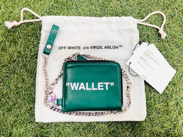OFF-WHITE QUOTE CHAIN WALLET GREEN ID4143