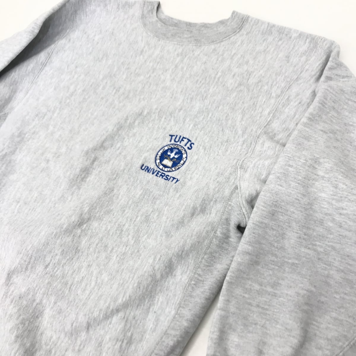 CHAMPION チャンピオン 90年代 USA製 前期 刺繍タグ リバースウィーブ スウェット カレッジ ワンポイント 刺繍 ロゴ ライト アッシュ  グレー L 長袖