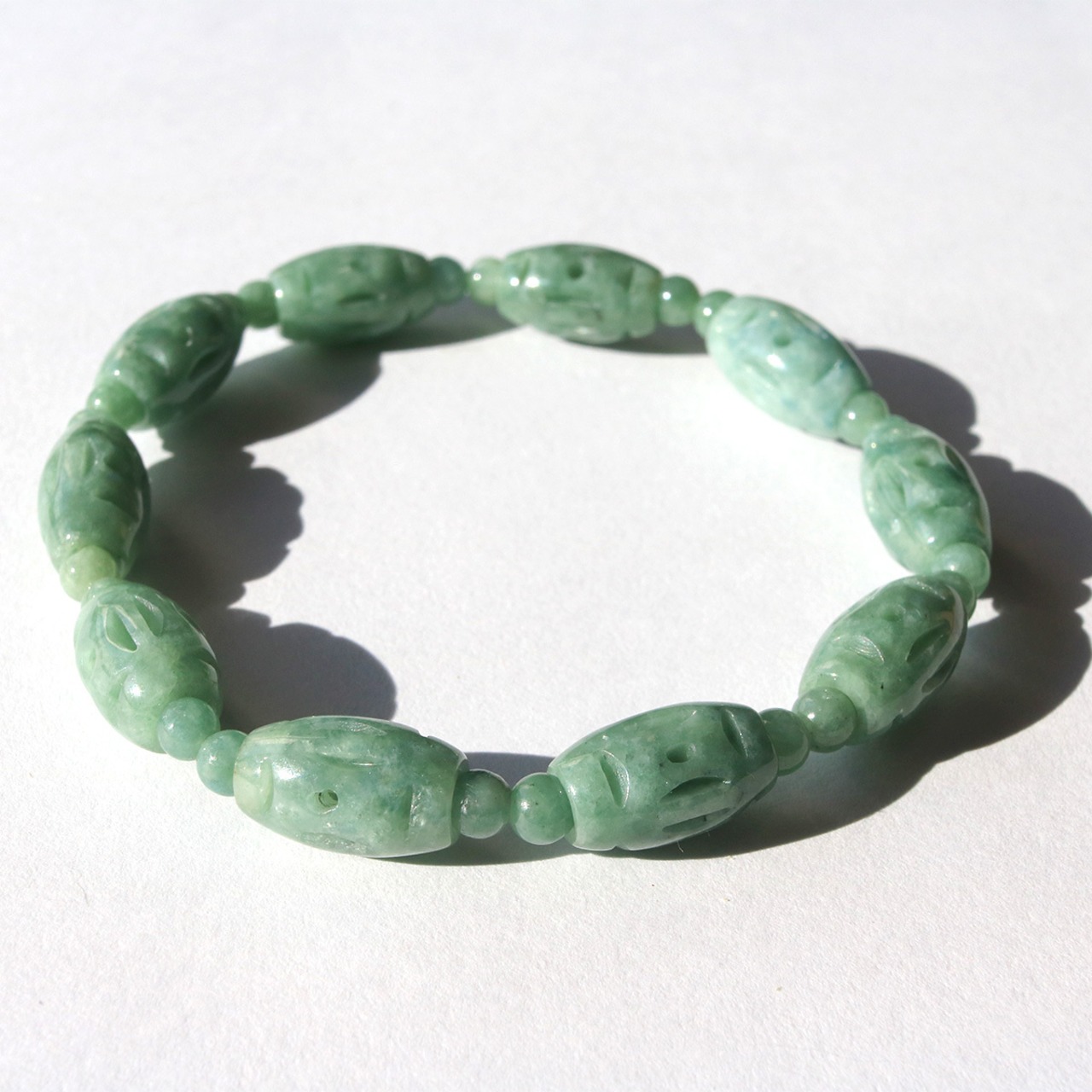 彫り翡翠で個性が出るブレスレット A貨翡翠 jd_br1001
