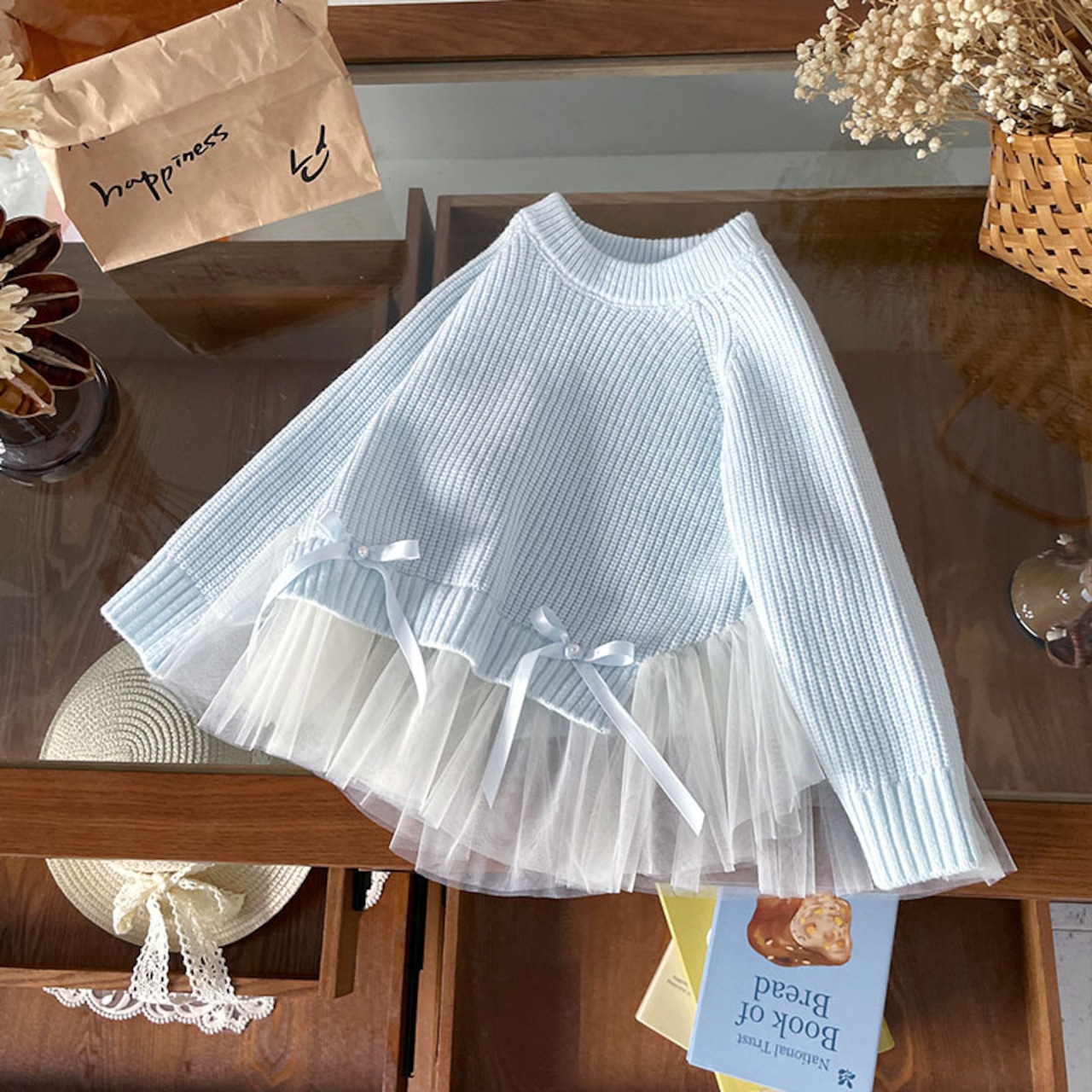 秋チュールリボンセーター