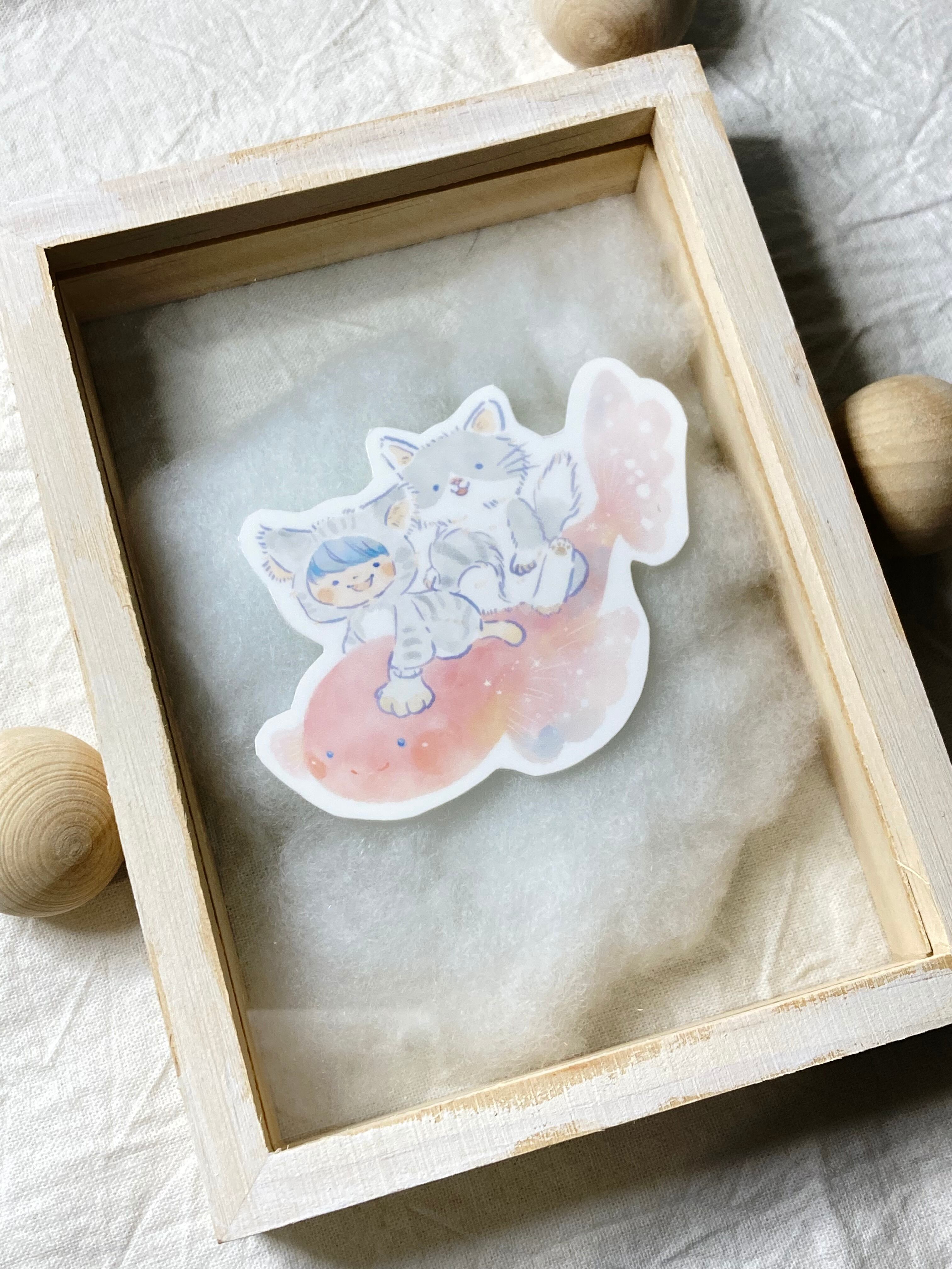 ステッカー◎なりきり猫の水中大冒険