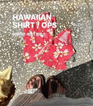 【THEREST OF LIFE】HAWAIIAN FLOWER SHIRT(navy)