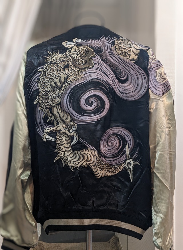 SKJ-002　渦龍刺繍スカジャン  ブラック  S・ M・L・XL・XXL・３XL