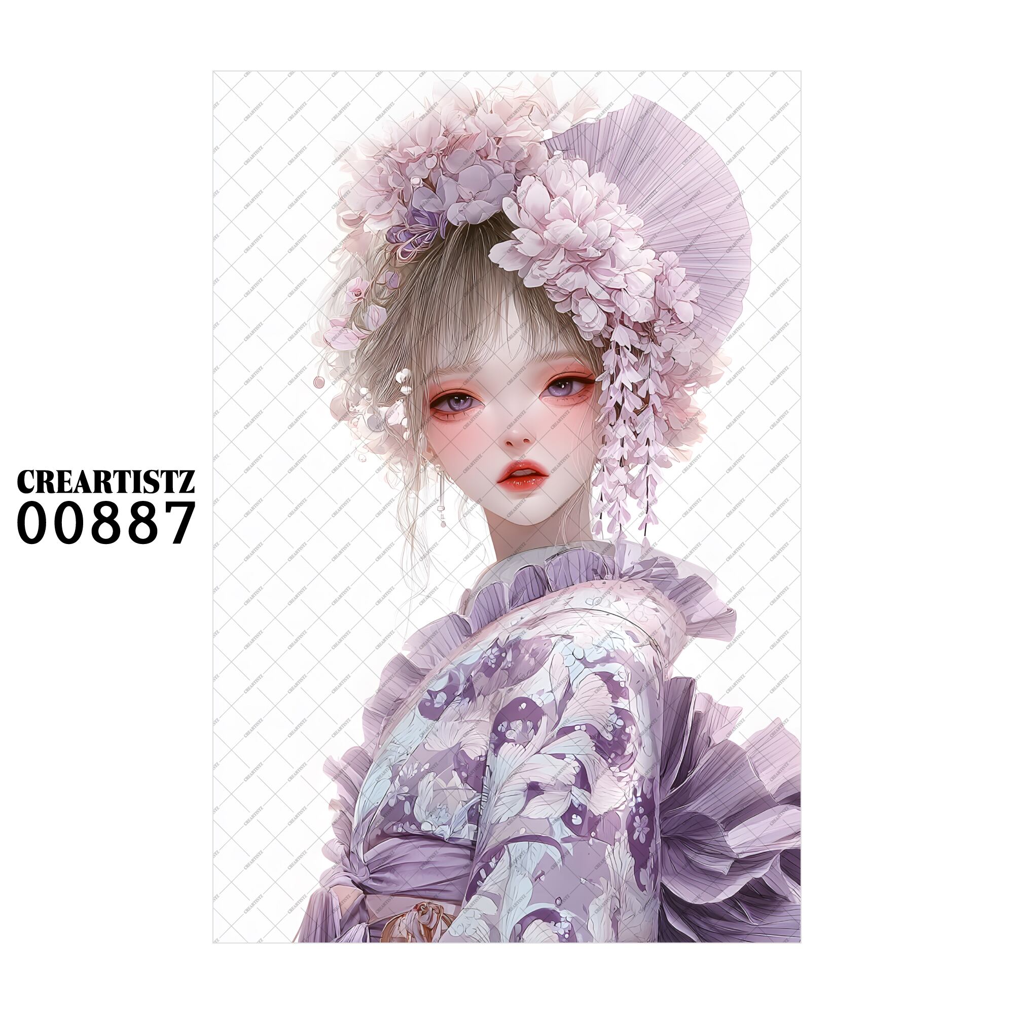 00887 ガール キュート オリジナル ペーパー/ステッカー 4枚セット CREARTISTZ