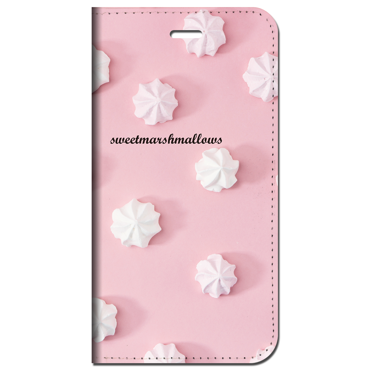 iPhone対応 スマホ 手帳型ケース マシュマロ ピンク B ポップ フルーツ デザート 【iPhone17 / iPhone16 / iPhone16e / iPhoneSE 他 iPhone各機種対応】 st48