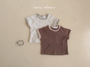 【churros】ワッフルポケットTシャツ 80〜120cm ベージュ 230515