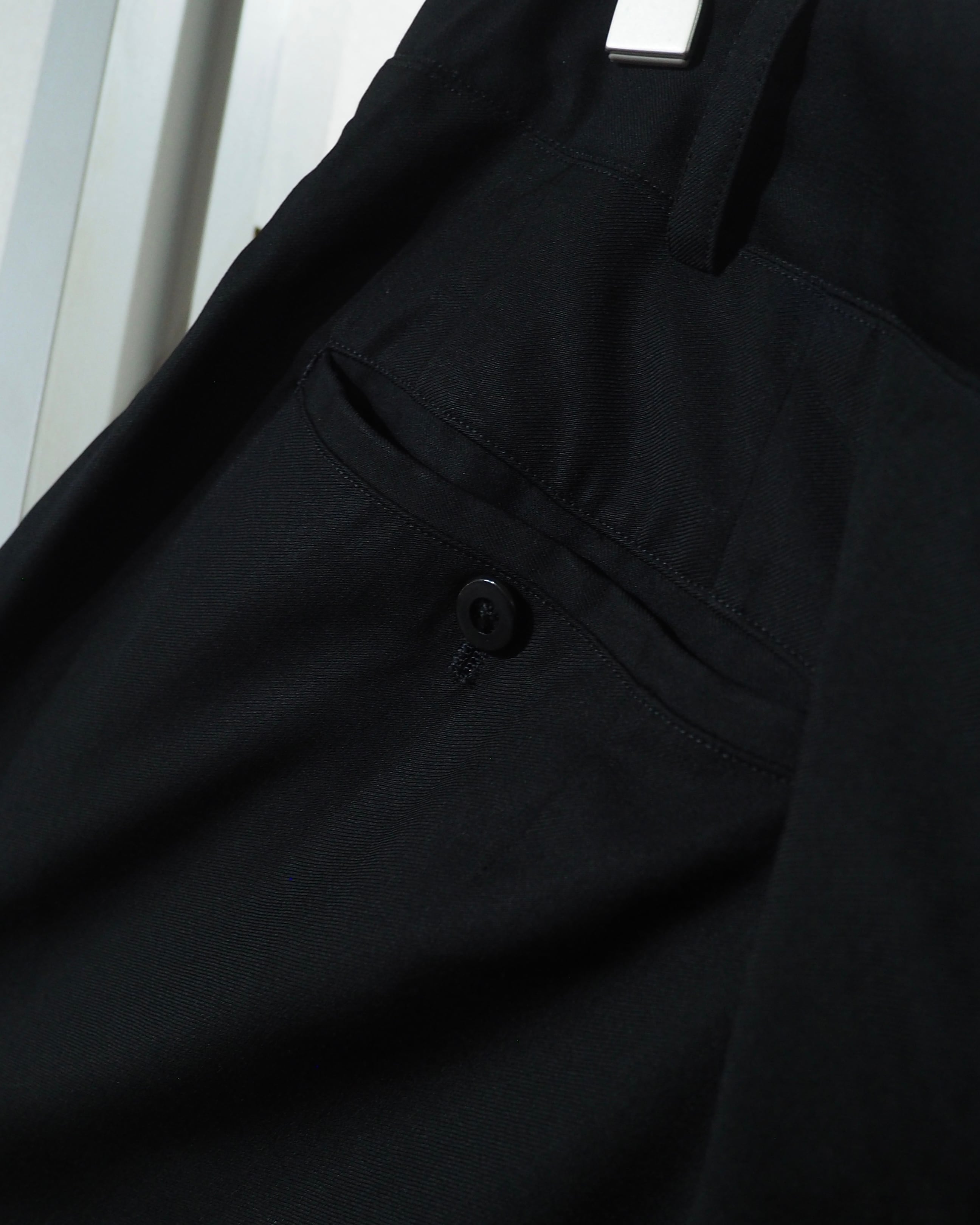 " 鈍艶 " Black Shiny Vintage Wool Wide Slacks Pants