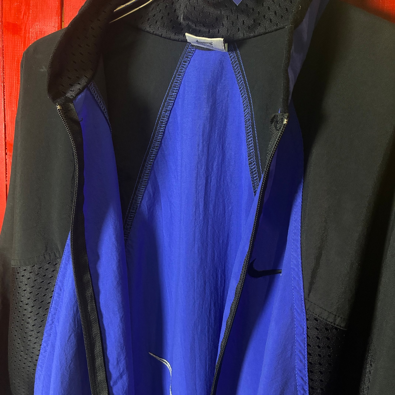 90s 白タグ NIKE ナイロンジャケット 青黒ツートン 脇メッシュ ナイキ