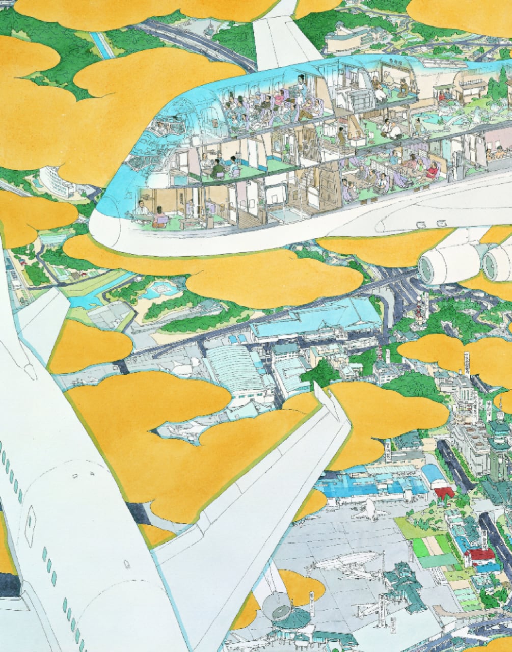 山口晃 版画作品「成田国際空港 飛行機百珍圖 ed./80」 | Mizuma Art