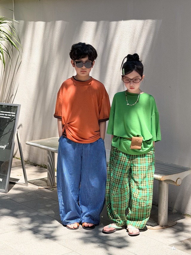 【KID】ポーカーフェイスチェックワイドロングパンツ - 11