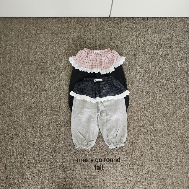 【取寄】merry go round｜check skirt jogger pants｜チェックスカートジョガーパンツ｜XS-2XL｜kids｜26 autumn