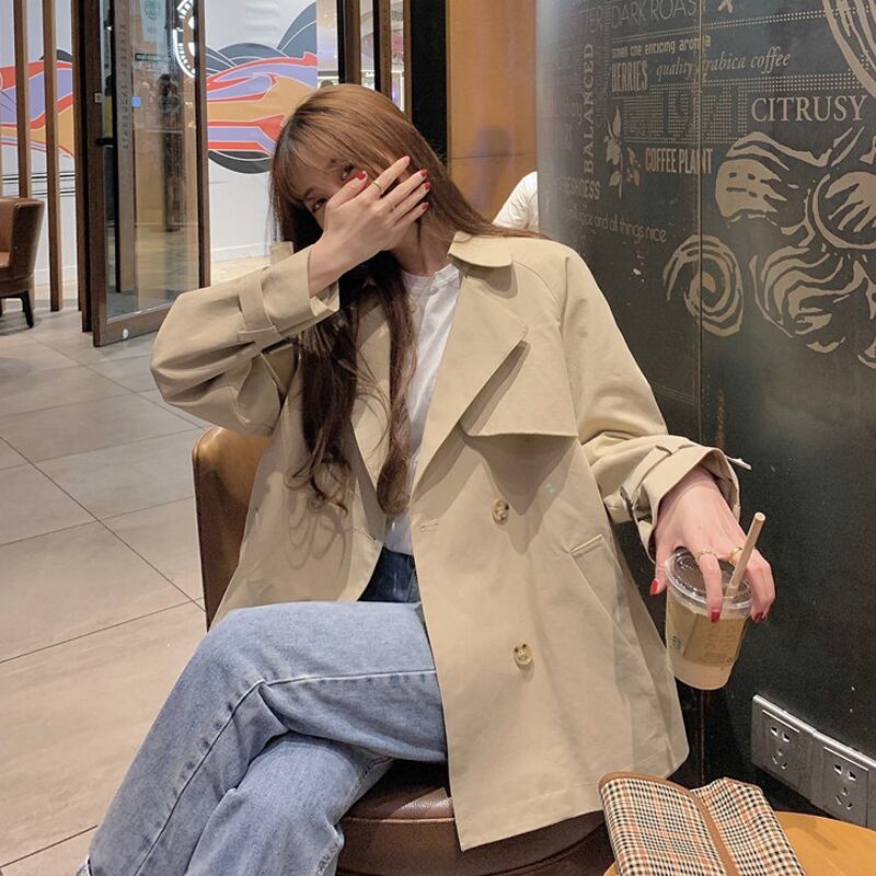 カーキスプリングオータムスタイルルーズカジュアルジャケット 春物 秋物 スーパーモール90796877974