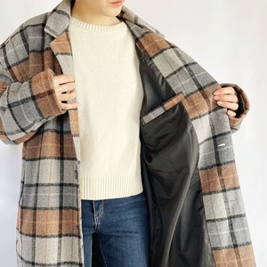 Woolly check chester coat