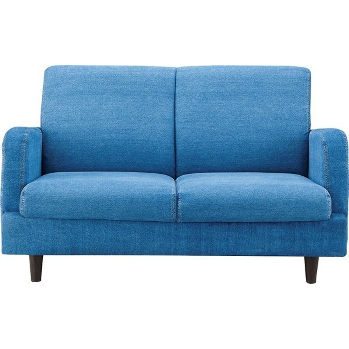 ジーンズソファ 2人掛 木フレーム ウィービングベルト コットン