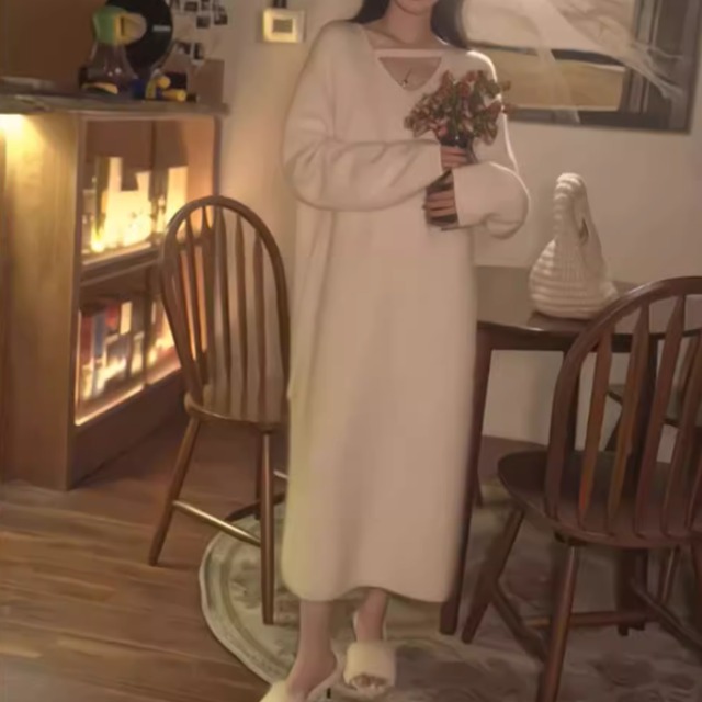 French chic petite knit sweater dress (SN281)