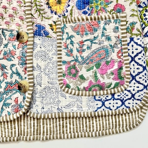 ＜PHET AND PLOY＞QUILTED JACKET ADULT キルト ジャケット アダルト（khaki stripe）