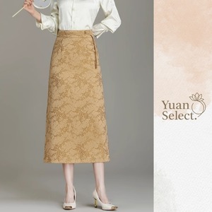 ジャカード　バックスリットロングスカート　2カラー　YS00128