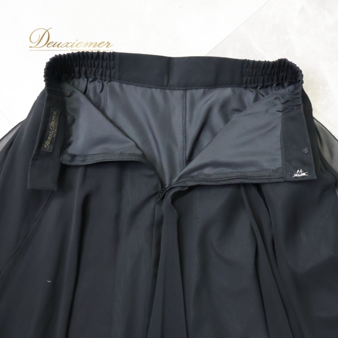 社交ダンス 衣装 スカート ブラック系 チャコットロイヤルダンス Chacott ROYAL DANCE 無地 シンプル レッスン 日本製 練習 透け感 シフォン ダンス衣装 パーティー 上品 オールブラック