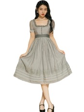 【0046】Vintage Square Simple Short Sleeve Dress