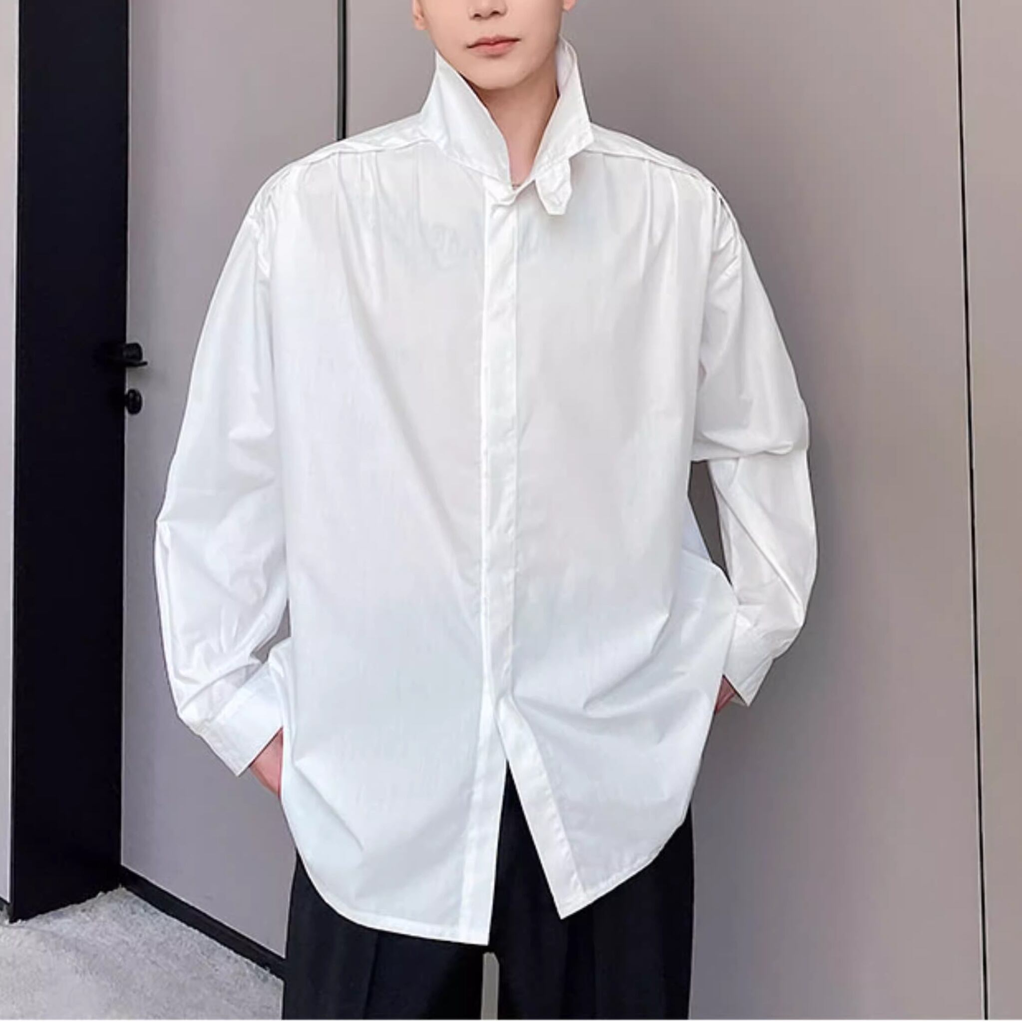 オーバーサイズバンドカラーロングスリーブシャツ 2color MTO0333