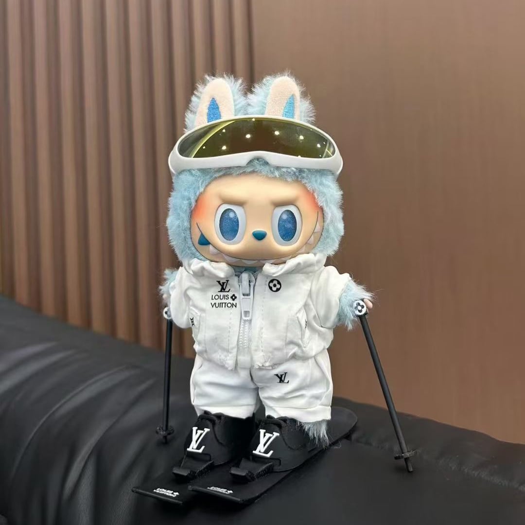 純白の雪のように!labubu ラブブ クールで愛らしいスキーコーデ一式 15cm17cm対応 ミニマルデザイン 着せ替えセット おしゃれ 可愛い フル装備