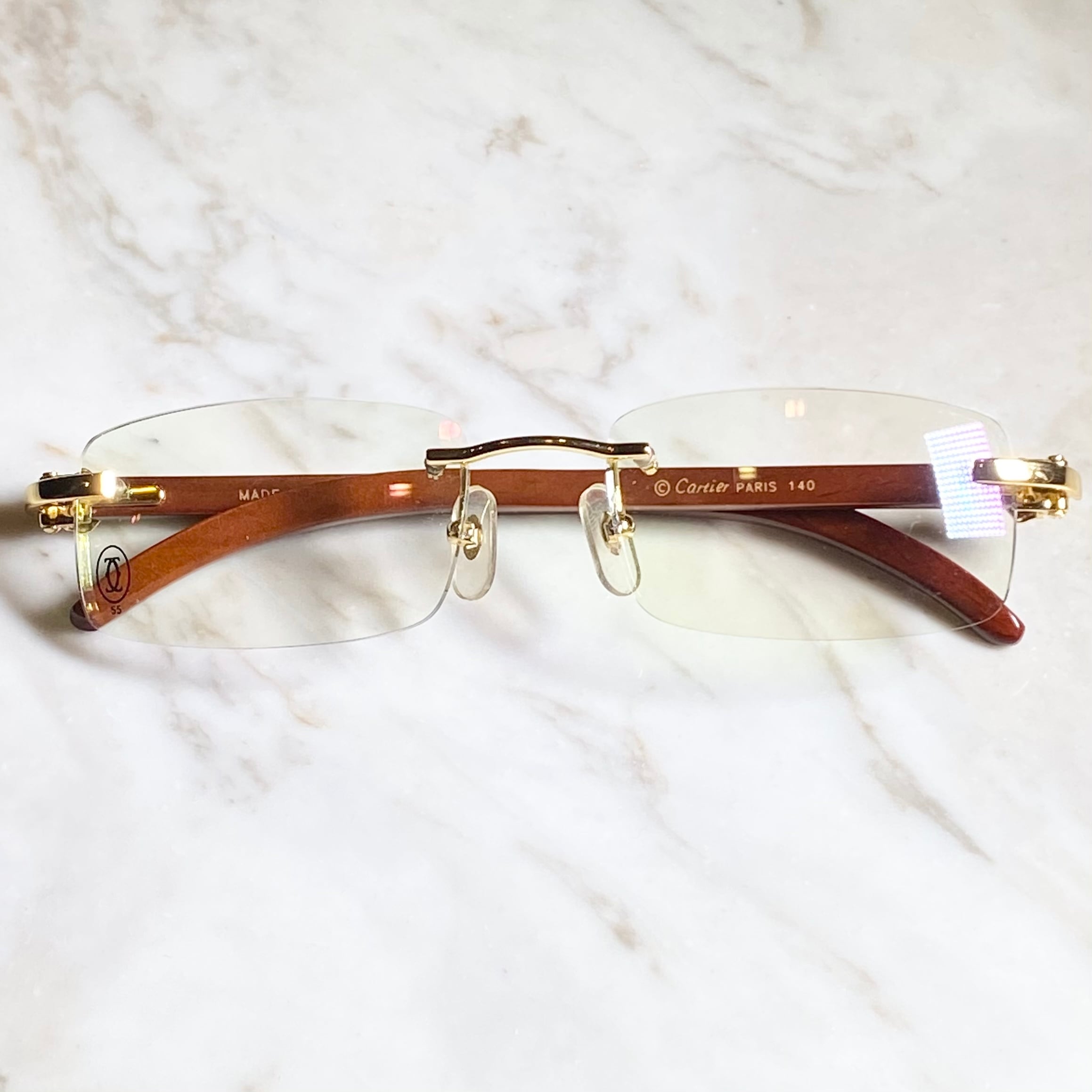 vintage CARTIER rimless-type glasses "wood temple" | NOIR ONLINE