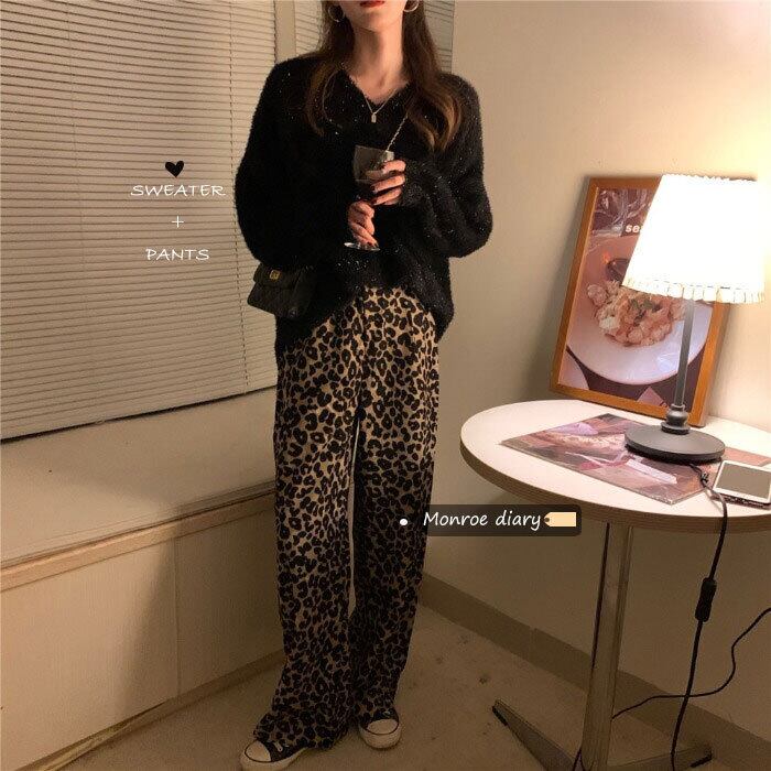 ブラックVネックセーター スプリングスタイルニットルーズトップス 春物 モンロー20933600005