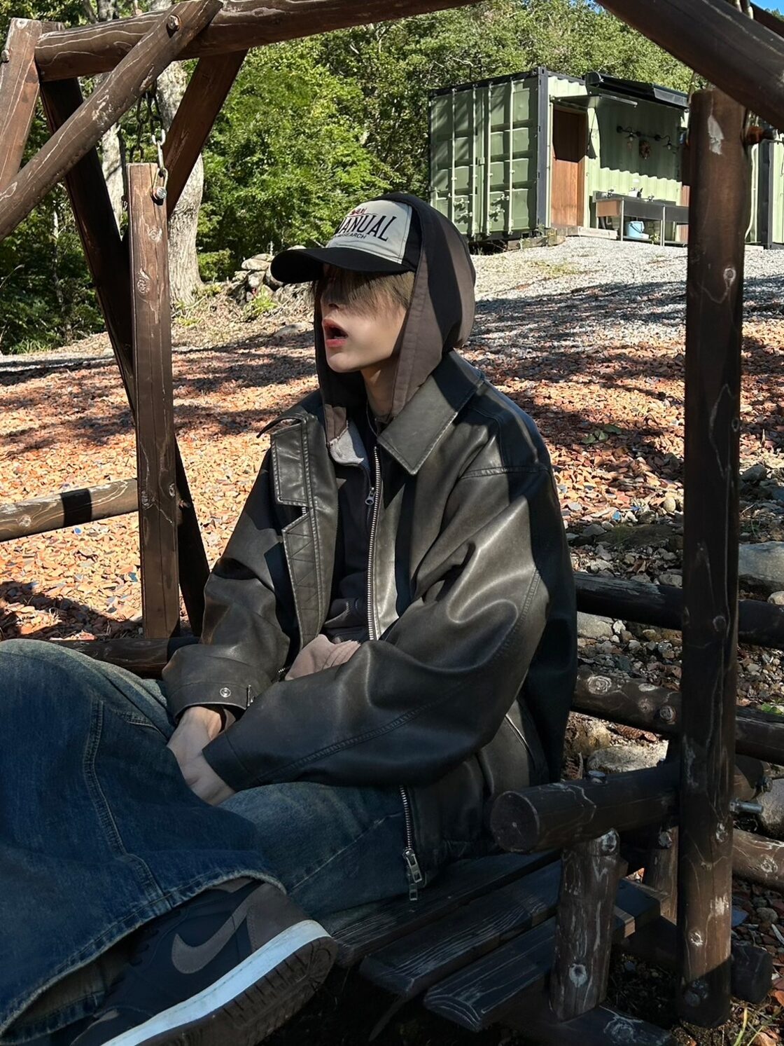 即納】RADIANT fakeleather blouson | Pay ID RAN select Wzip Denim blouson