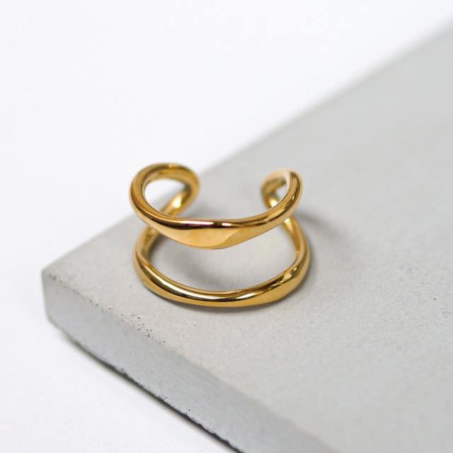 316L gold double ring #r66