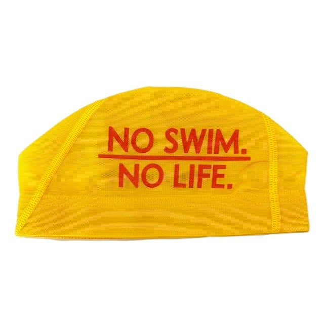 NO SWIM.NO LIFE】プリントメッシュキャップ スイムキャップ 水泳帽
