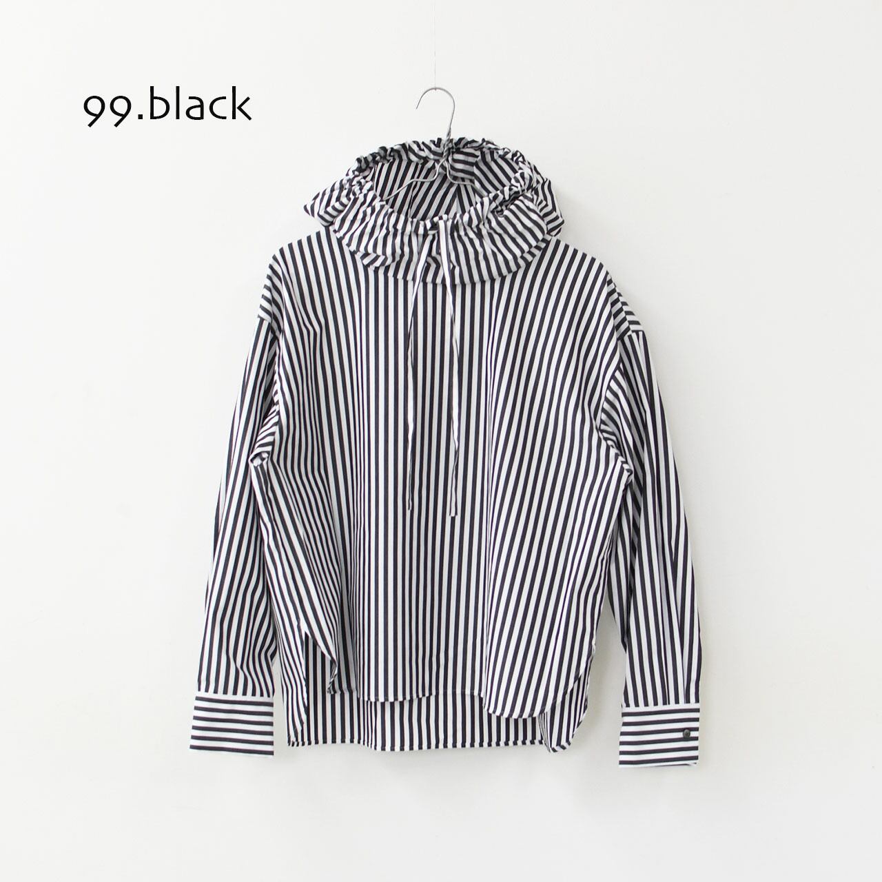 mizuiro ind [ミズイロ インド] stripe hooded shirt [3-230100