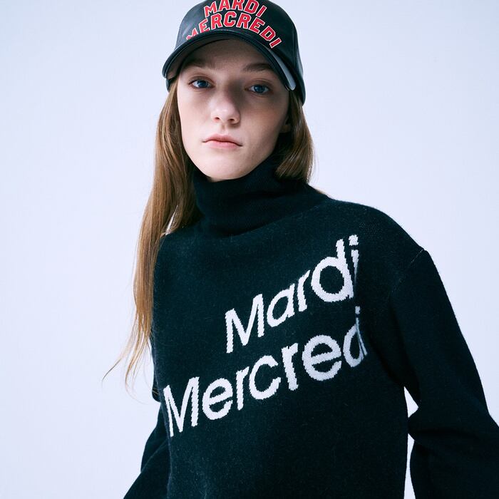 Mardi Mercredi DIAGONAL LOGO TURTLE NECK WBBH6165 マルディメクル