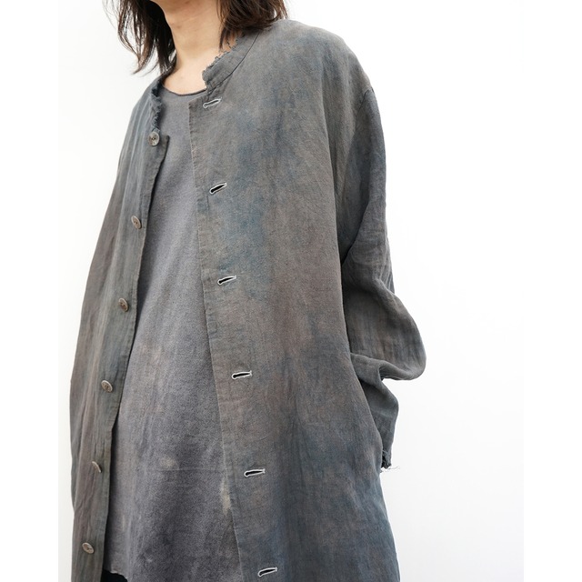 [kujaku] (クジャク) C-698-3 exclusive dyed mao colar long coat (dusk)