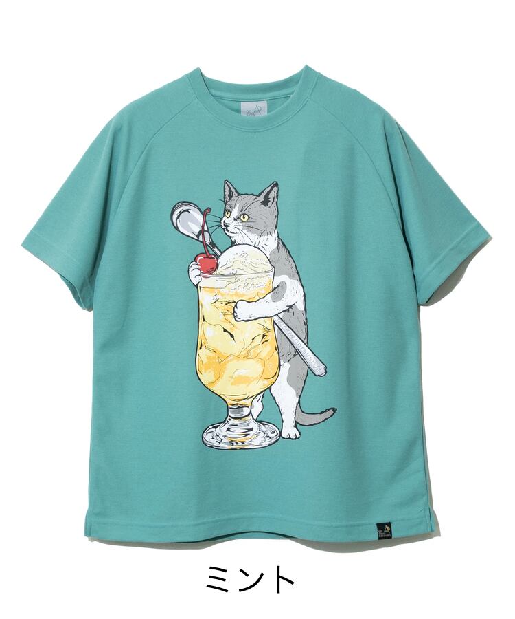 go slowcaravan】Drymix鹿の子 クリームソーダ猫ラグランTEE | shop Luchy